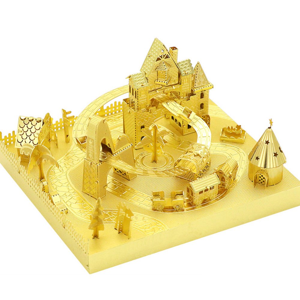 MU Roller Coaster Amusement Park 3D Metal Model Kits DIY Assemble Puzzle Building Toy