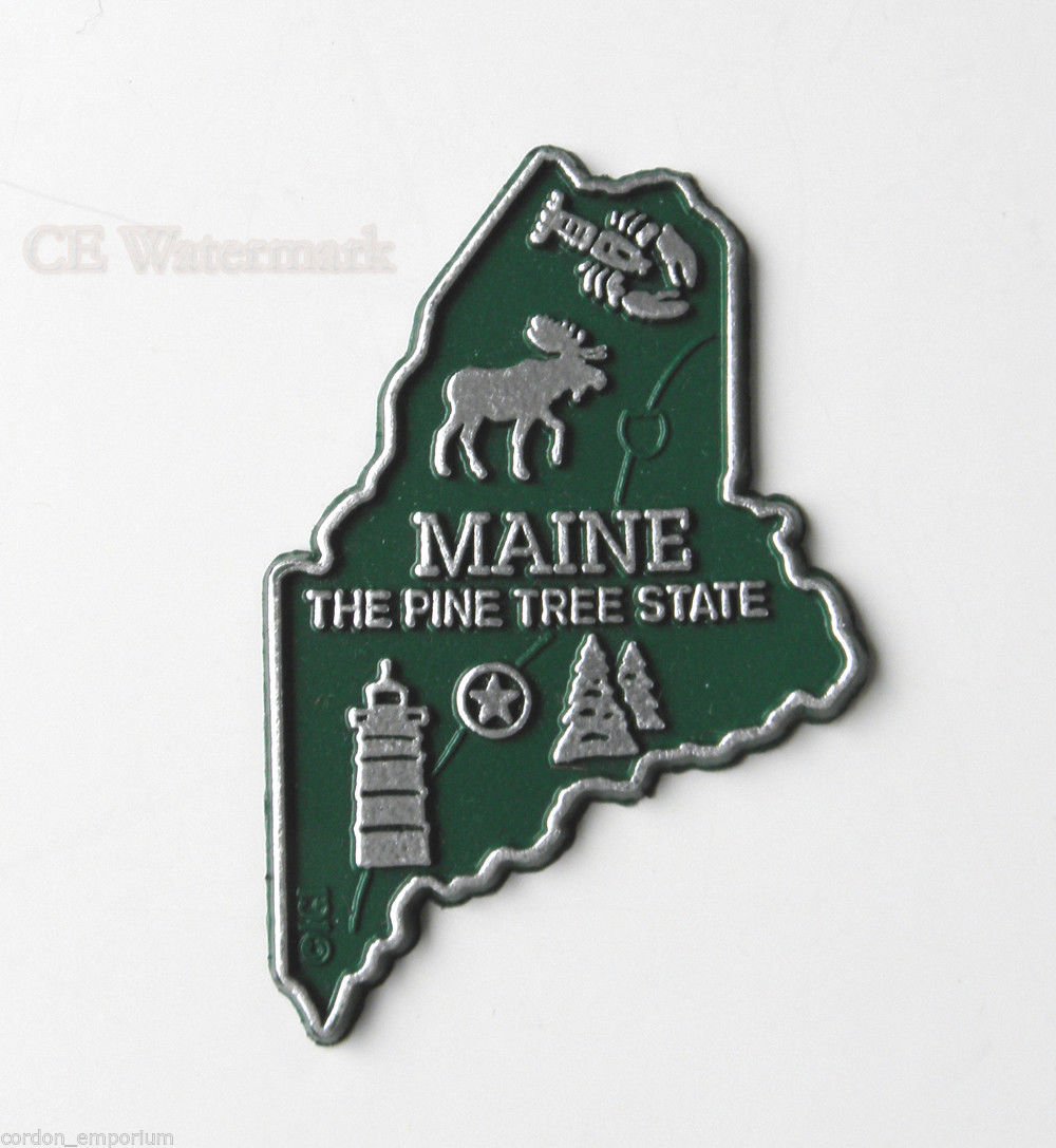 Maine Pine Tree Green Moose US State Flexible Magnet 2 Inches