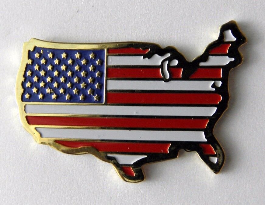 UNITED STATES USA FLAG MAP EMBLEM LAPEL HAT PIN BADGE 1.1 INCHES