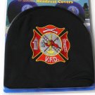 VOLUNTEER FIRE FIGHTER DEPT EMBROIDERED HEADREST COVERS FOR CAR SET OF 2