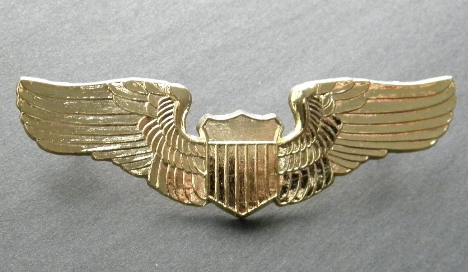 USAF AIR FORCE BASIC PILOT WINGS LAPEL PIN BADGE 2.75 INCHES GOLD COLORED