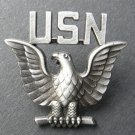 US NAVY USN ENLISTED PEWTER EAGLE CROW LAPEL PIN BADGE 1.25 INCHES