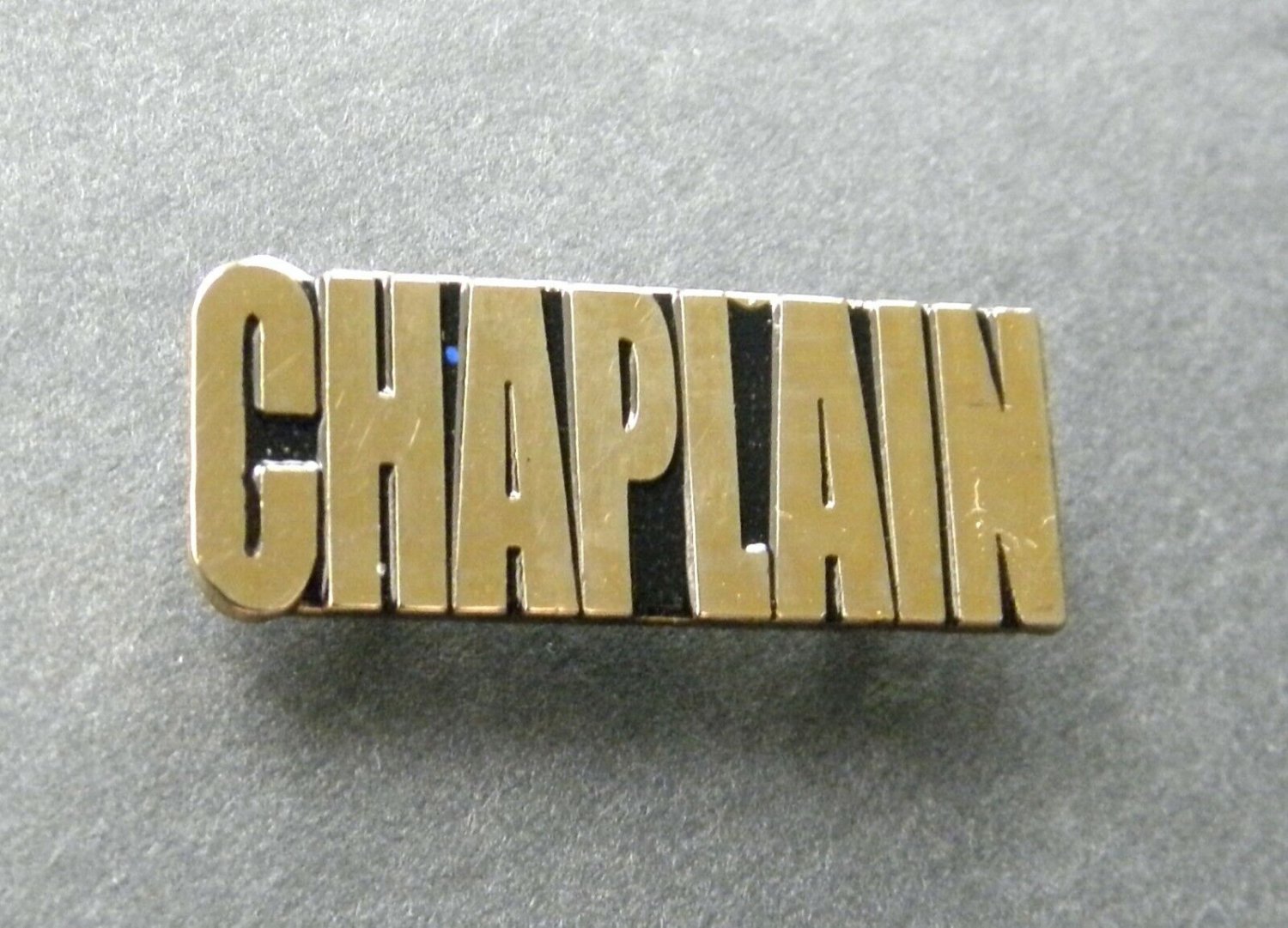 CHAPLAIN SCRIPT RELIGIOUS GOLD COLORED LAPEL PIN BADGE 1.25 INCH