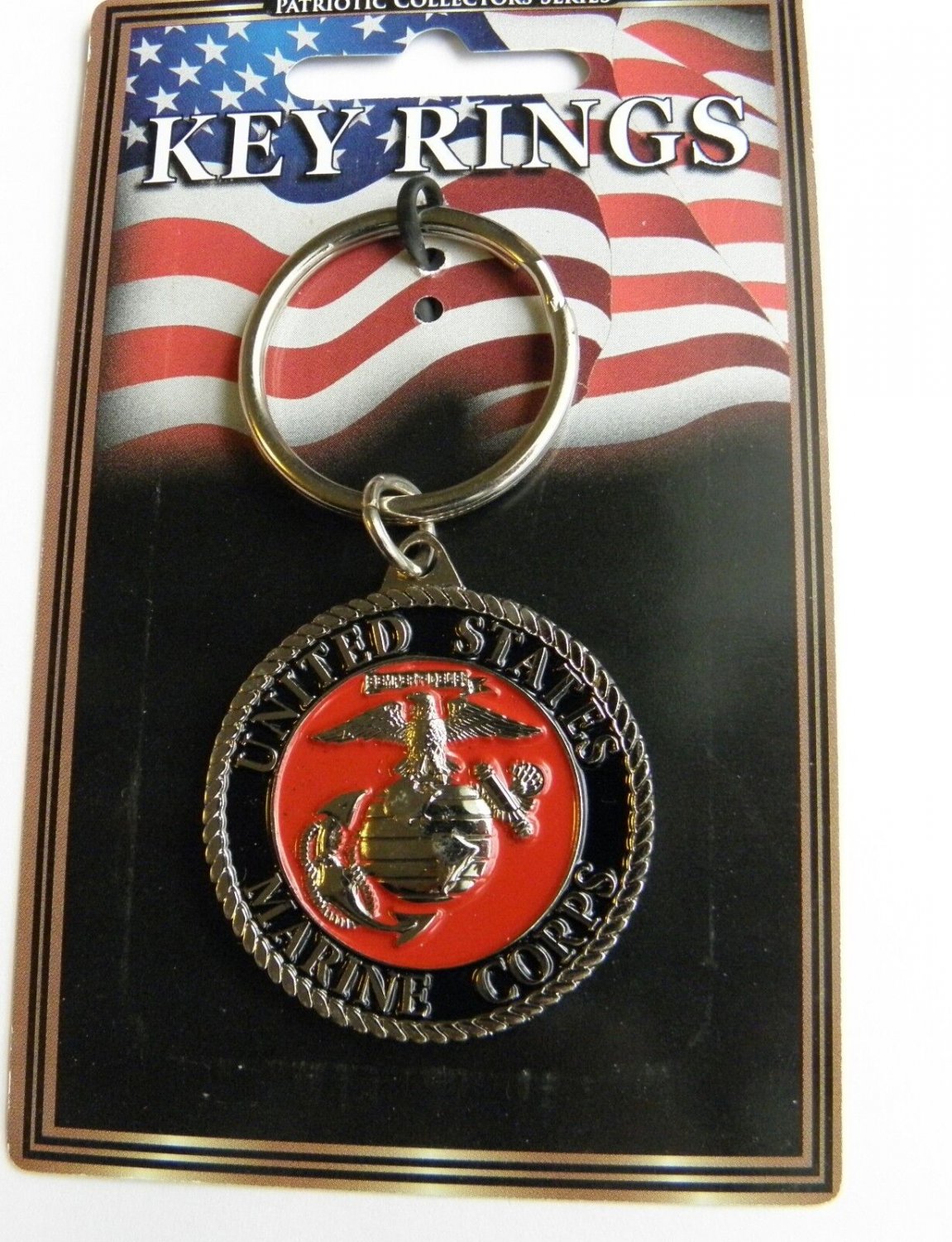 US MARINE CORPS MARINES EMBLEM KEYRING KEY CHAIN RING 1.5 INCHES