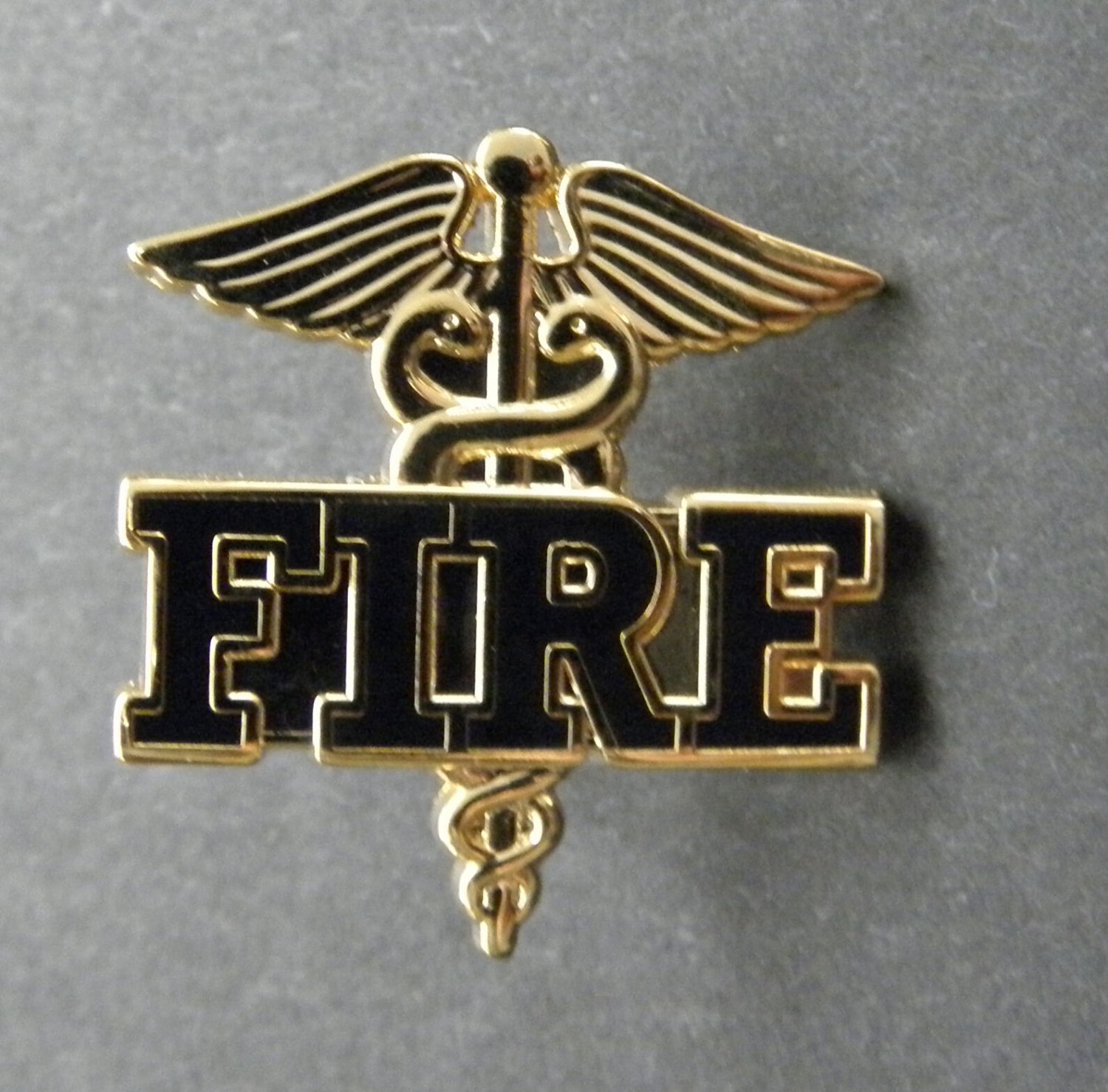 FIRE EMT DEPT PARAMEDIC CADUCEUS CUTOUT LAPEL PIN 1 INCH