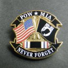POW MIA USA SHIELD LAPEL PIN BADGE 1.25 INCHES NEVER FORGET