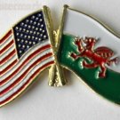 WALES WELSH FLAG USA COMBO LAPEL PIN BADGE 1 INCH
