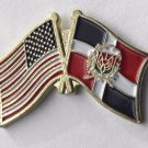 DOMINICAN REPUBLIC INTERNATIONAL COUNTRY USA COMBO FLAG LAPEL PIN BADGE 3/4 INCH