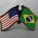BRAZIL BRAZILIAN COMBO US FLAG LAPEL PIN BADGE 7/8 inch