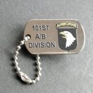 ARMY 101ST AIRBORNE DIV POW MIA DOG TAG LAPEL PIN 1.25 INCHES W/ MINI CHAIN