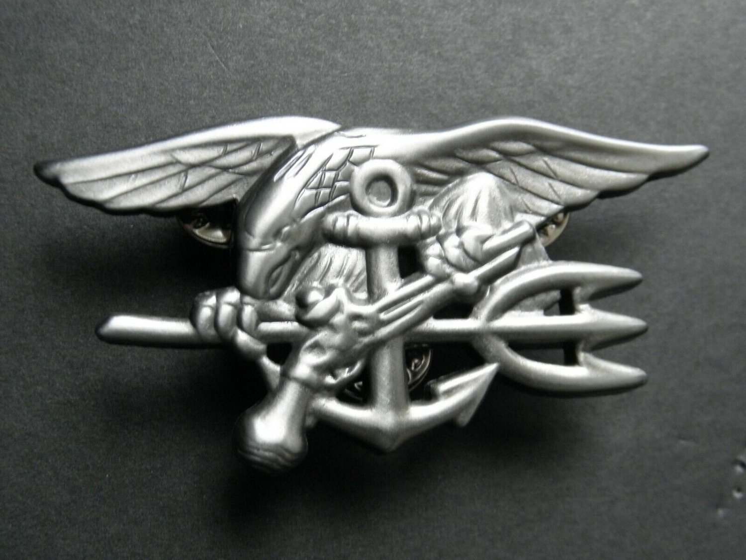 Seal Team Trident Pewter USN Navy Small Lapel Pin Badge 2.75 inches