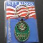 ARMY USA KEYRING KEY CHAIN RING KEYCHAIN 1.6 X 1.25 INCHES EMBOSSED US