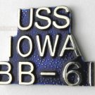 USS IOWA BATTLE SHIP US NAVY SCRIPT LAPEL PIN BADGE 1 INCH