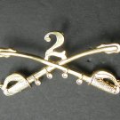 US ARMY 2nd CAVALRY REGIMENT SWORDS SABERS DRAGOONS LAPEL PIN BADGE 2.25 INCHES