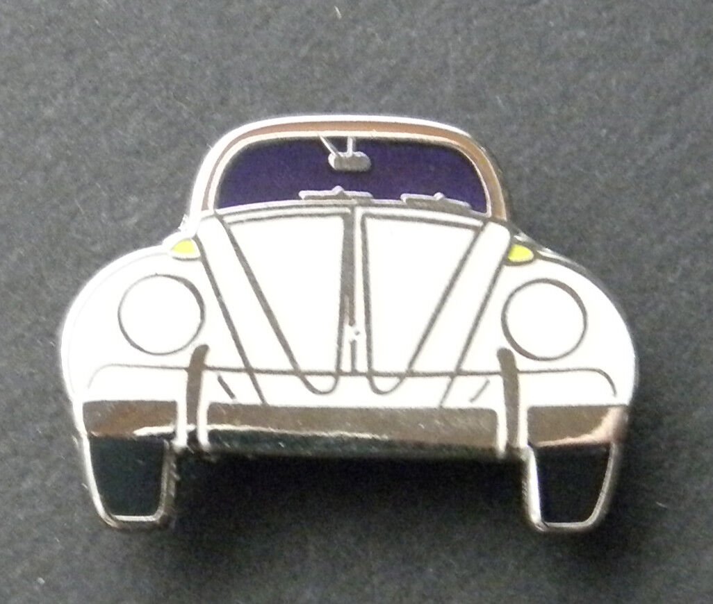 VW WHITE BUG BEETLE FRONT AUTOMOBILE CAR LAPEL PIN BADGE 1 INCH
