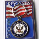 USN NAVY ENAMEL KEYRING KEY CHAIN RING 1.5 INCHES