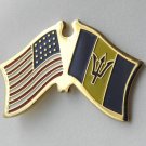 BARBADOS USA COMBO INTERNATIONAL FLAG LAPEL PIN BADGE 3/4 INCH
