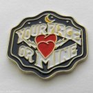 YOUR PLACE OR MINE? HEART HOOK UP NIGHT FUNNY LAPEL PIN BADGE 1 INCH