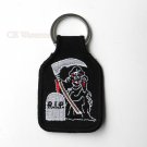 GRIM REAPER R.I.P. FEAR COOL EMBROIDERED KEY CHAIN KEY RING 1.75 X 2.75 INCHES