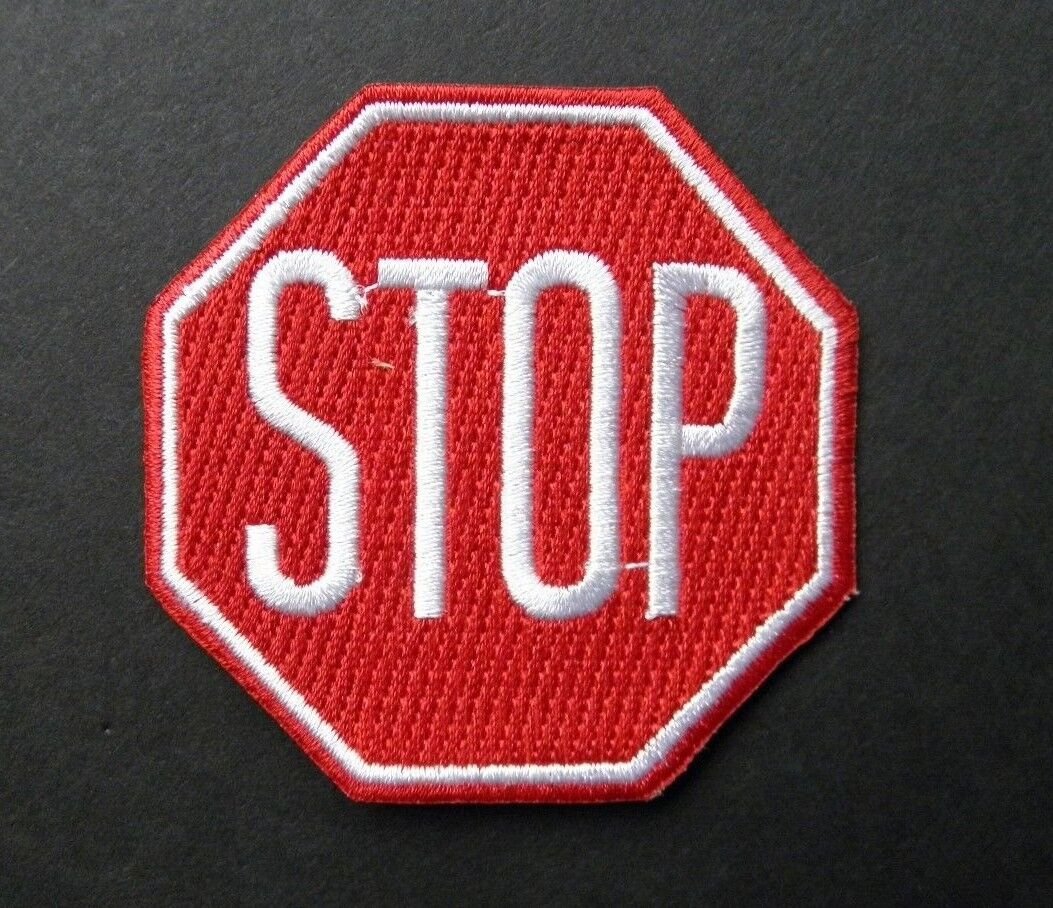 STOP SIGN EMBROIDERED PATCH 3 INCHES
