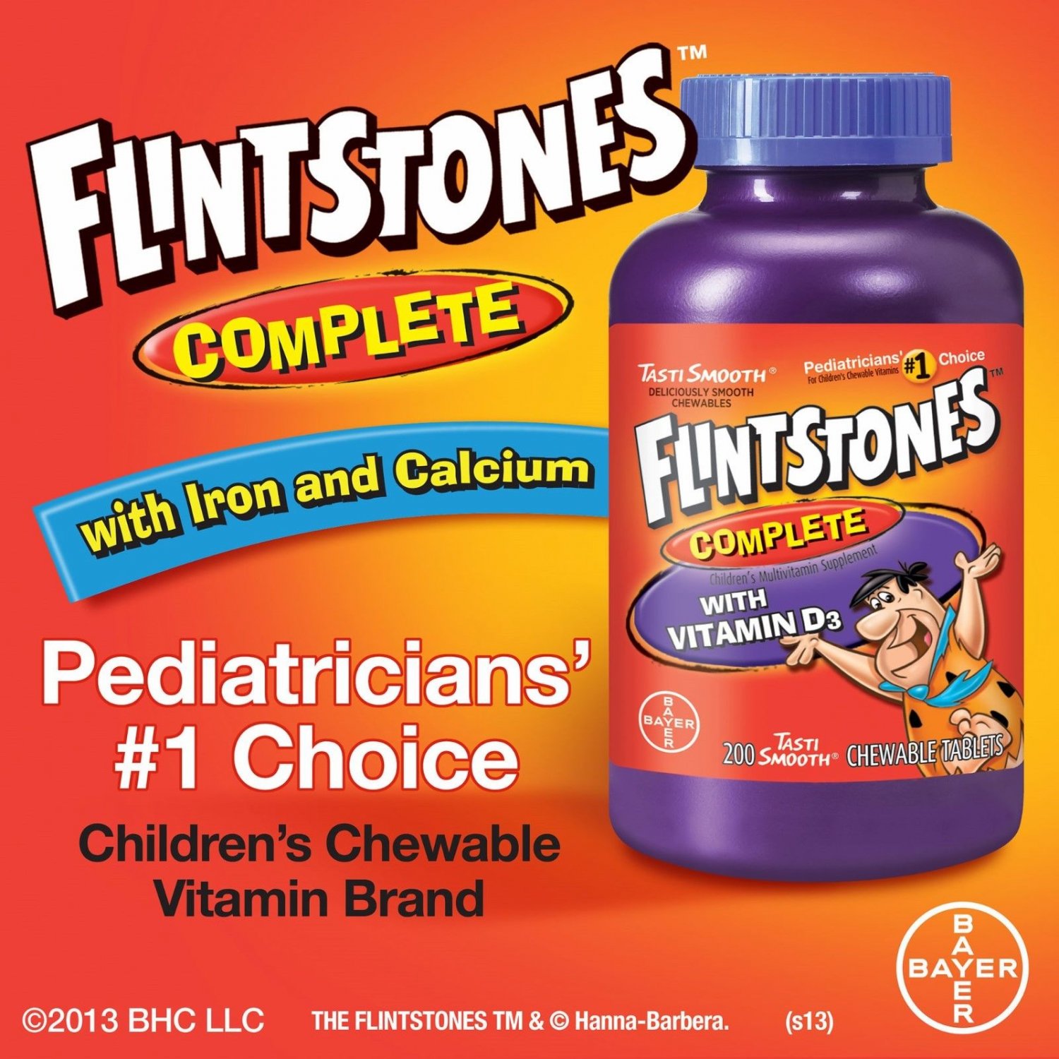 Flintstones Complete Chewable Vitamin Tablets, 200 Count NEW