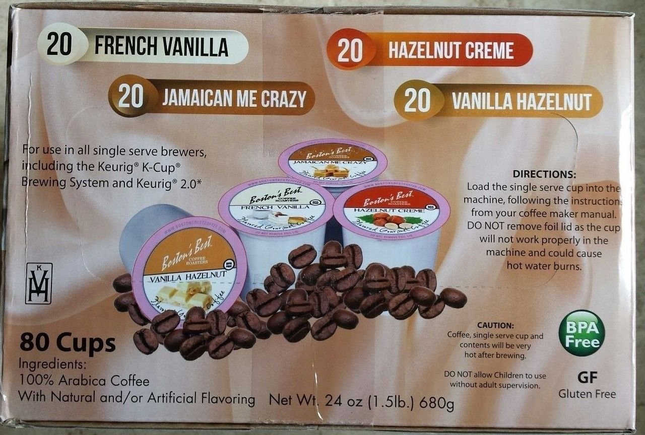 Boston's Best Coffee Roasters Variety Single Serve 80 KCups Hazelnut