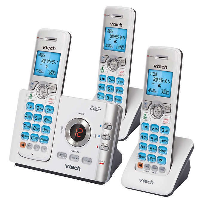 VTech DECT 6.0 3-Handset Cordless Phone Digital Answering System DS6722 ...