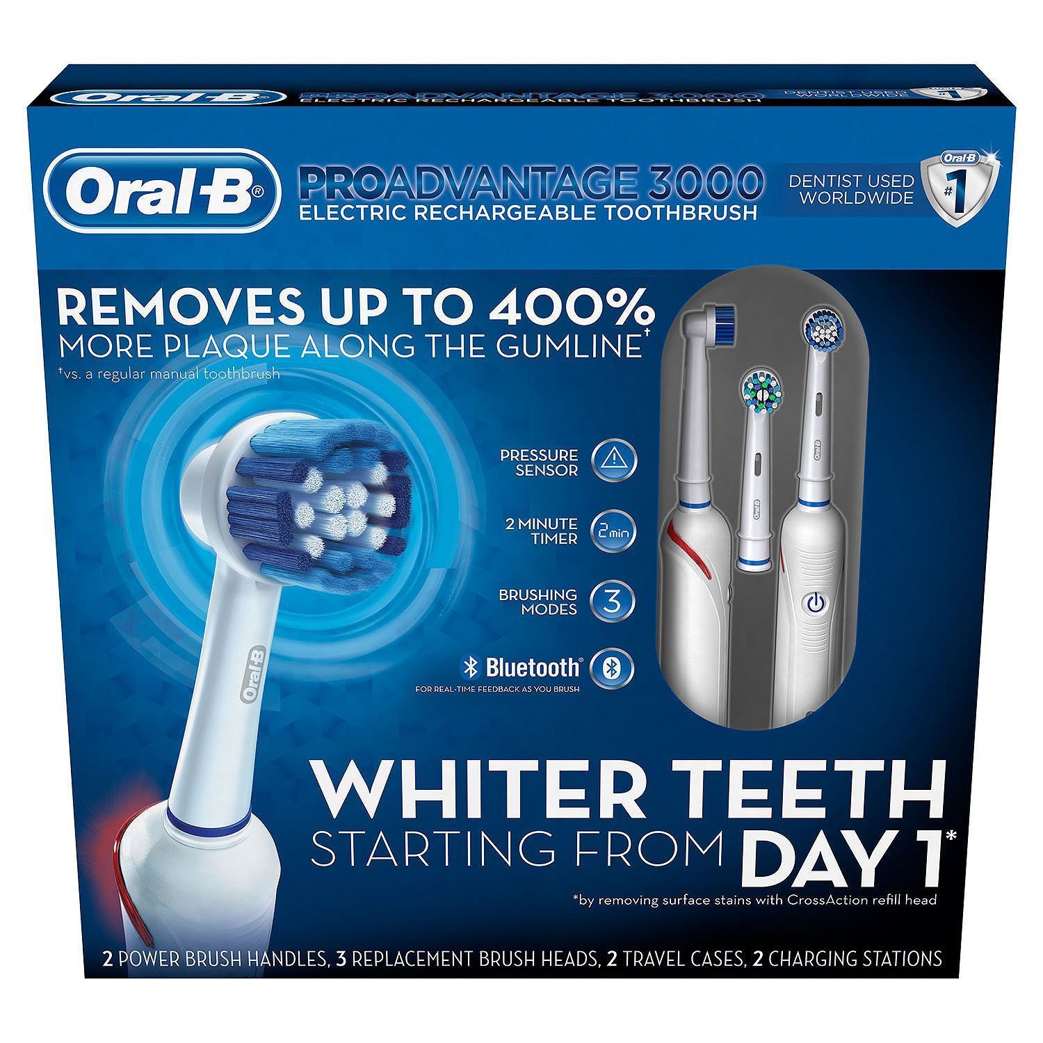 Oral-B PROAdvantage 3000 Electric Rechargeable Toothbrush 2 pk NEW.