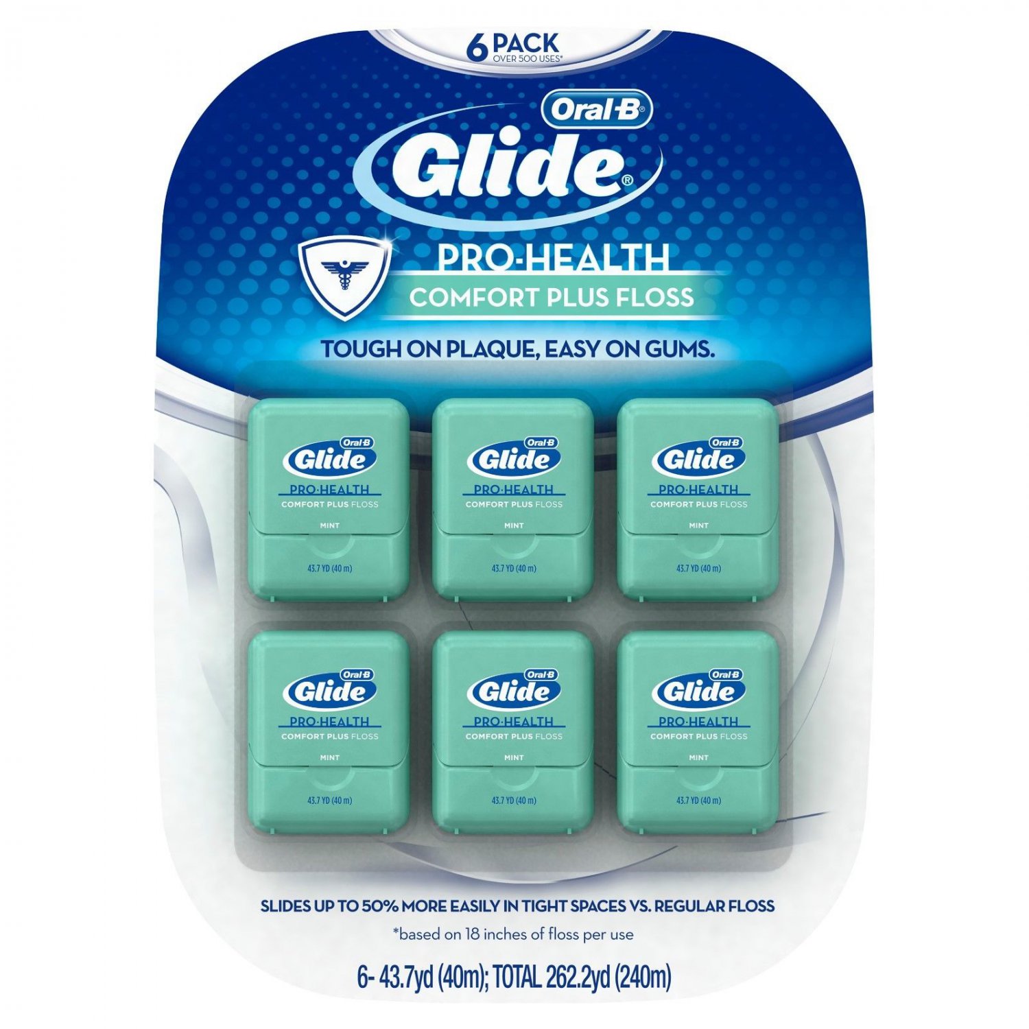 Oral-B Glide Comfort Plus Mint-Flavored Floss, 6 Pk