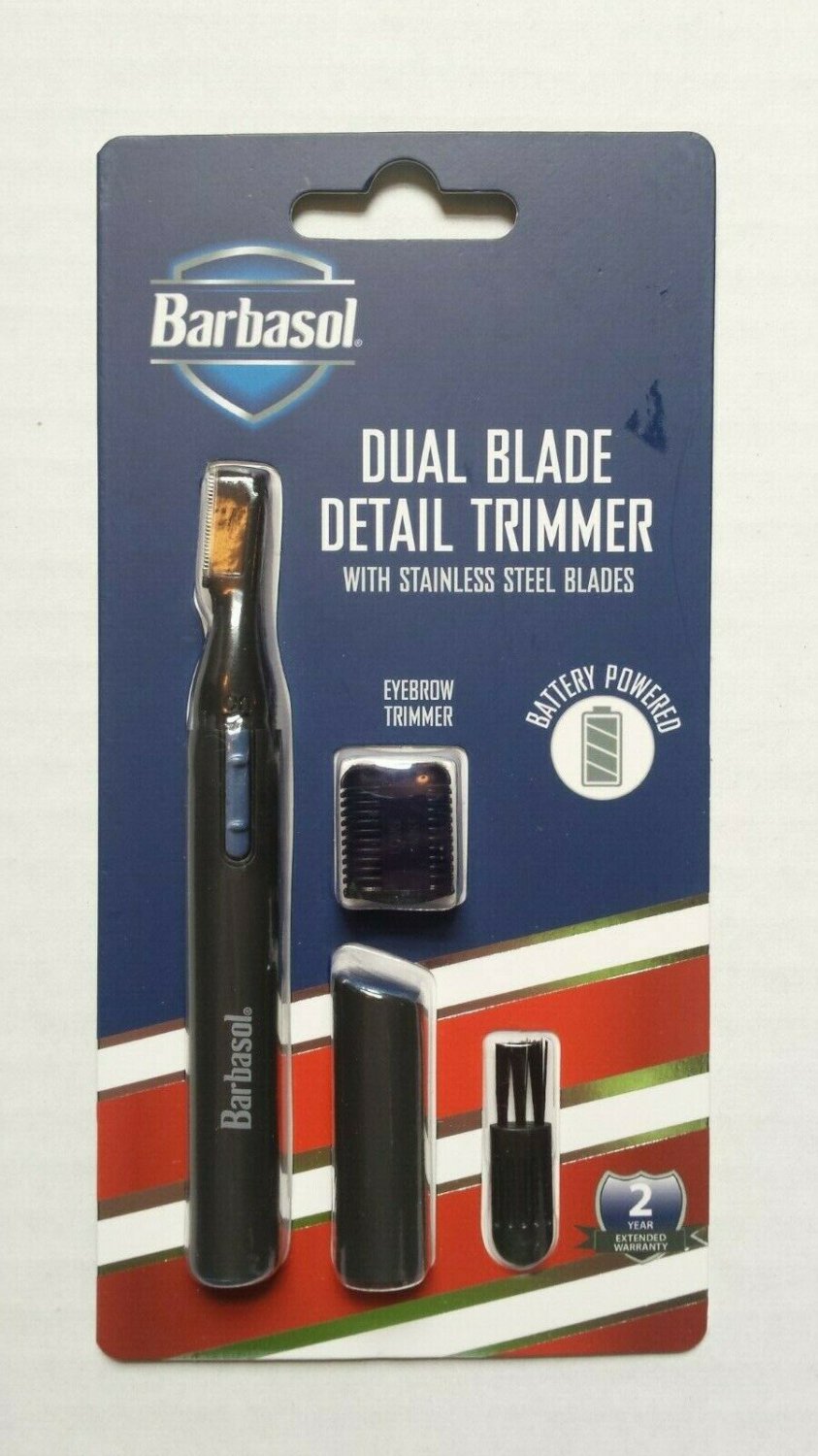 Barbasol Battery Powered Dual Blade Detail Trimmer w/ Stainless Steel Blades NEW
