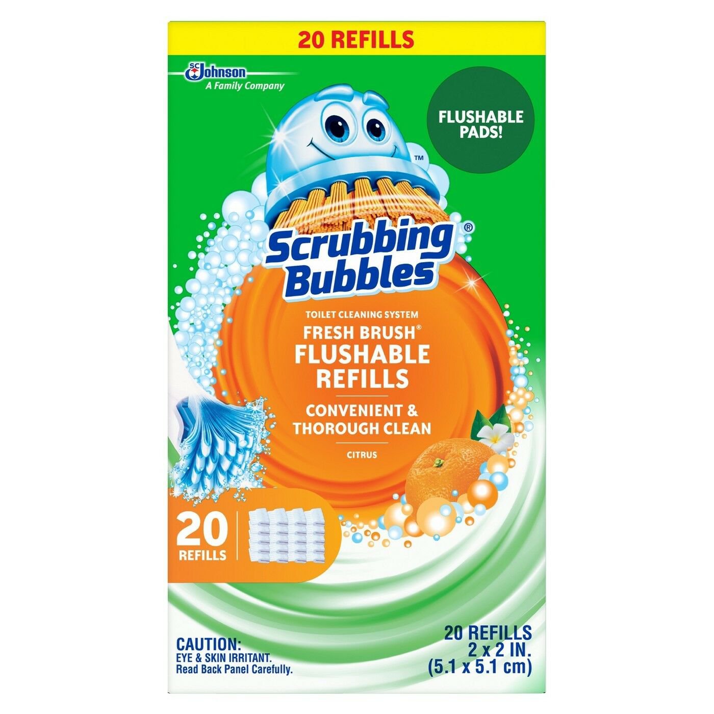 Scrubbing Bubbles Fresh Brush Toilet Cleaning System Flushable Refill - 20c...