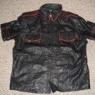 Lovely fetish Leather Shirt Red Pipping L $89.99