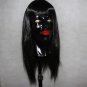 Black Latex Female Doll Fetish Mask Bondage Gummi Transexual & Black Wig Adult