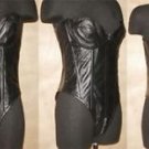 Genuine Leather Women Roleplay Corset Teddy Mistress Bonned Gothic Domina Black