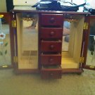 jewelry wood box flower glass mirror inside for rings/watches, and more
