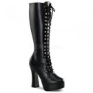 High Heel Black PU 5" Knee High Boots Zipper Pleaser ELECTRA-2020/B/PU Size 10