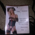 Faux Leather Open Bust Corselet Attached Buckled Thong Large