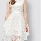 2016 New Fashion All White Party Summer Dress Cascading Ruffles Long Sleeveless Elegant ITC373