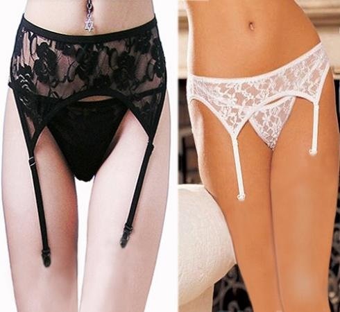 Sexy Women Ultra thin Lace Top Sheer Thigh High Silk Stockings Lingerie Garter Belt ITC875