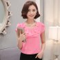 WOMEN OFFICE BLOUSES ELEGANT CHIFFON SHORT SLEEVE ITC883.