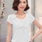 WOMEN OFFICE BLOUSES ELEGANT CHIFFON SHORT SLEEVE ITC883.