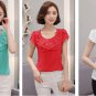 WOMEN OFFICE BLOUSES ELEGANT CHIFFON SHORT SLEEVE ITC883.