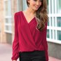 New Sexy Women Fashion V-Neck Tops Tee Long Sleeve Shirt Casual Blouse Loose Shirt ITC892