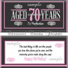 Aged To Perfection Chalkboard Pink Milestone Birthday Candy Wrappers Printable DIY