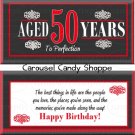 Aged To Perfection Chalkboard Red 50th Birthday Candy Wrappers Printable DIY