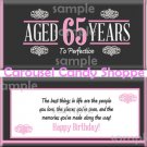 Aged To Perfection 65th Birthday Candy Wrappers Printable DIY