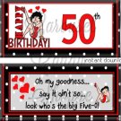 50th Betty Boop Inspired Theme Birthday Candy Wrappers Printable DIY