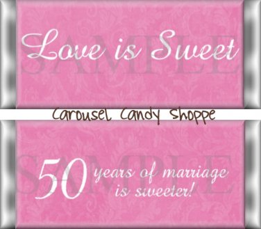 Love is Sweet 50th Anniversary Candy Wrappers Printable DIY