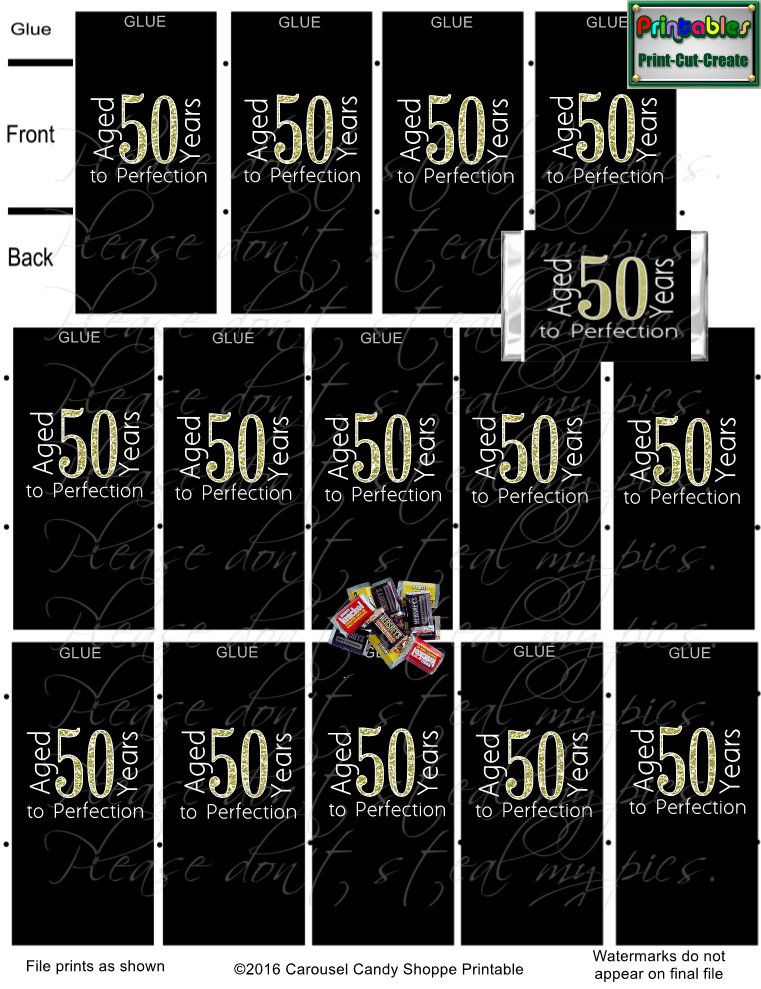 Milestone 50th Miniature Hershey Candy Wrappers Printable DIY