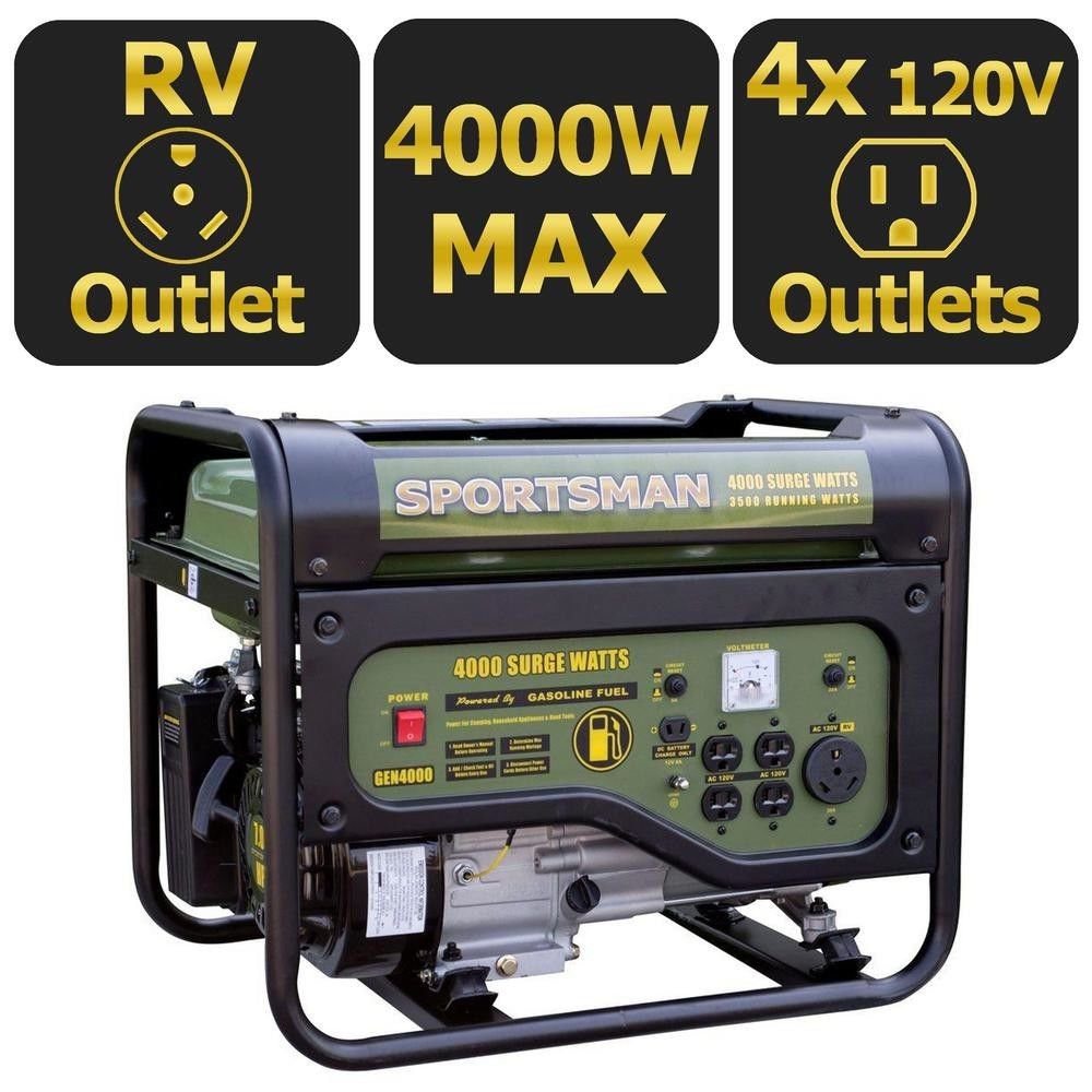4,000-Watt Gasoline Powered Portable Generator with RV ...